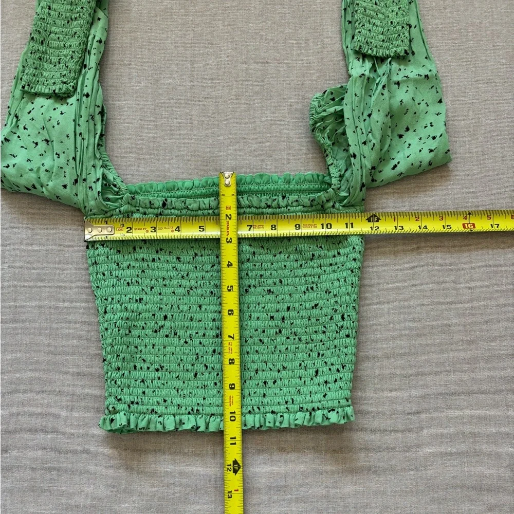 Aritzia green cropped chiffon top.